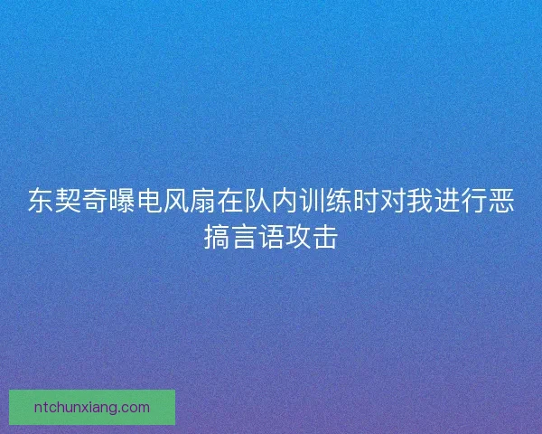 东契奇曝电风扇在队内训练时对我进行恶搞言语攻击
